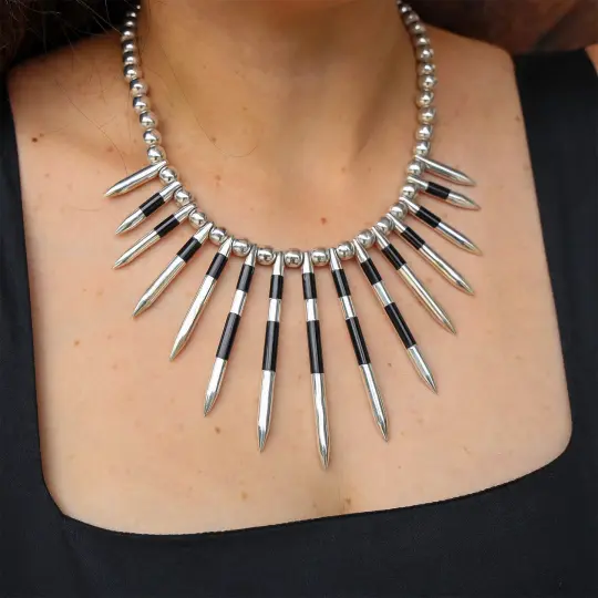 Vintage Sterling Silver Needle Necklace