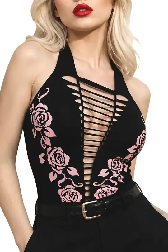 Dusty Rose Festival Concert Slashed Tank Top