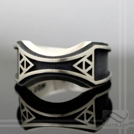 Mens Zelda Wedding Band -Sterling Silver