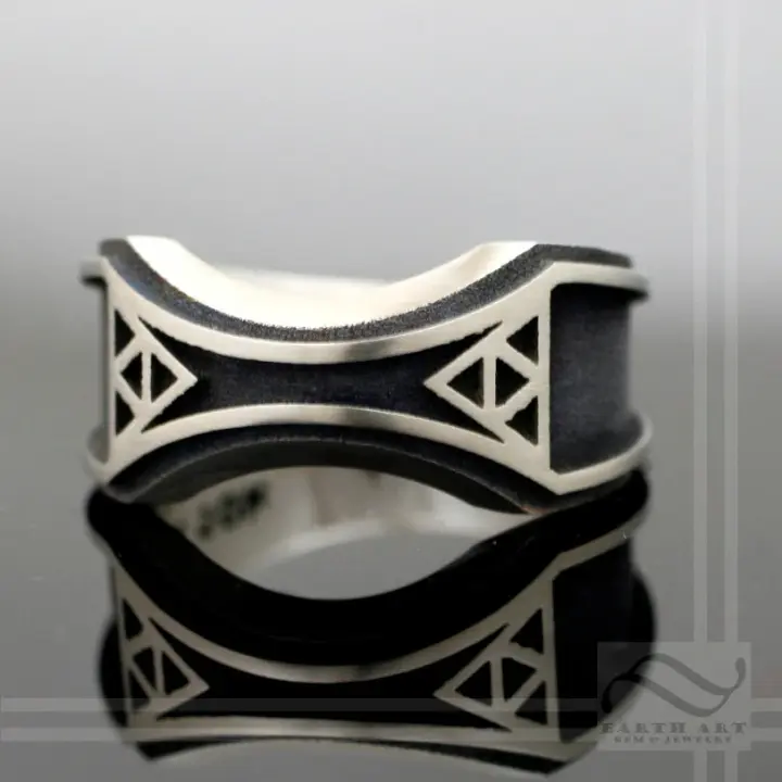 Mens Zelda Wedding Band -Sterling Silver