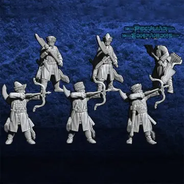Unpainted 28mm 3D-printed Don Cossacks with bows and bardiches, 6 miniatures — tabletop miniatures for historical wargaming, D&D & Pathfinder