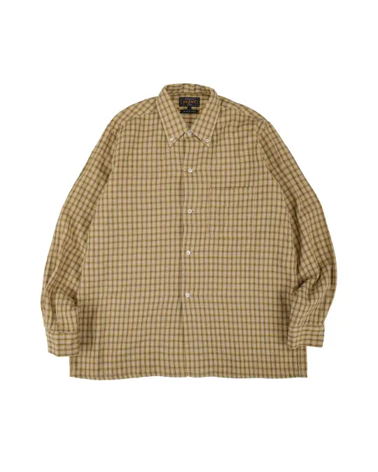 Beams Plus Open B.D. Panama Plaid Double Face Beige