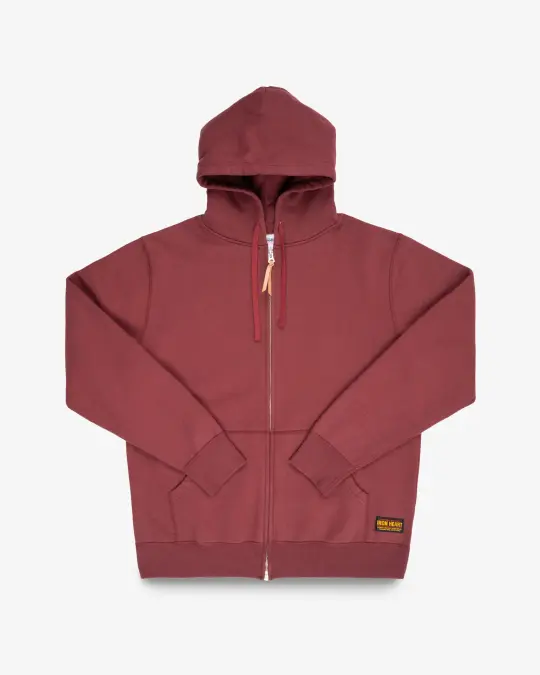 14oz Ultra Heavyweight Loopwheel Cotton Zip Up Hoodie - Burgundy