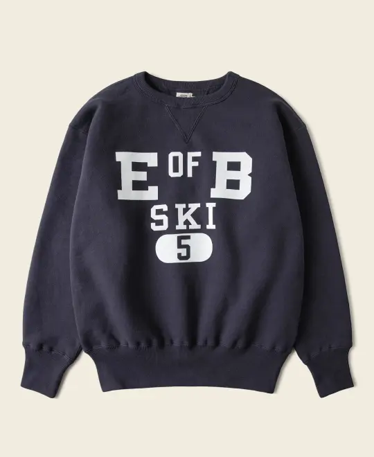 1940s Heavyweight SKI V-Inset Sweater - Navy