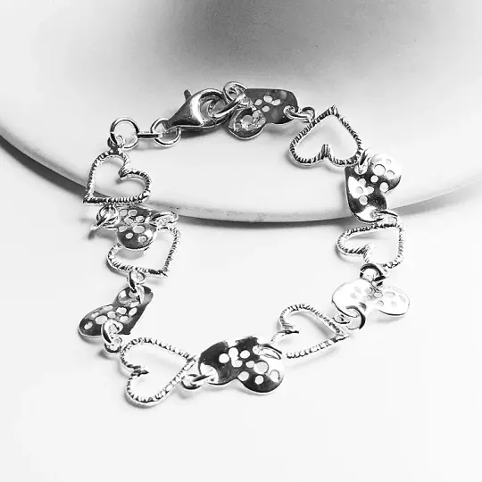 Silver Bracelet of Hearts