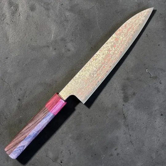 Takeshi Saji VG-10W Nashiji Rainbow Gyuto 180mm