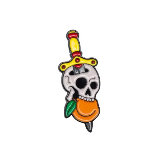 Peach Skull Dagger Pin