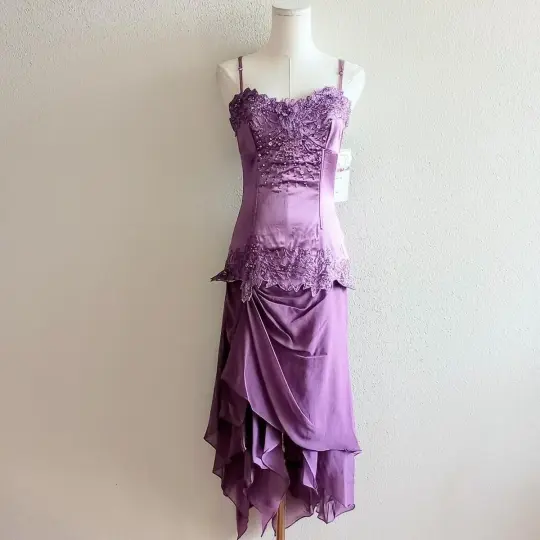 Casual Lavender Sheath Spaghetti Straps Mini Women Dress with Embroidery Party Dress Prom Dress RS109