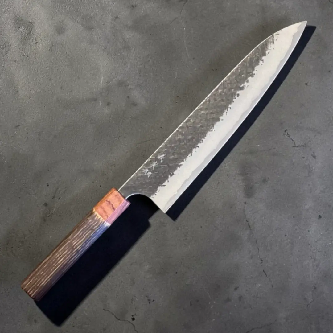 Yoshimi Kato Aogami Super Kurouchi Kaku-Tsuchime Gyuto 240mm with Burnt Chestnut Handle