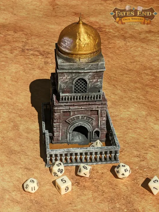 Sand Citadel 3D Printed Dice Tower - Fate's End Collection -Journey through the Sands of Time!