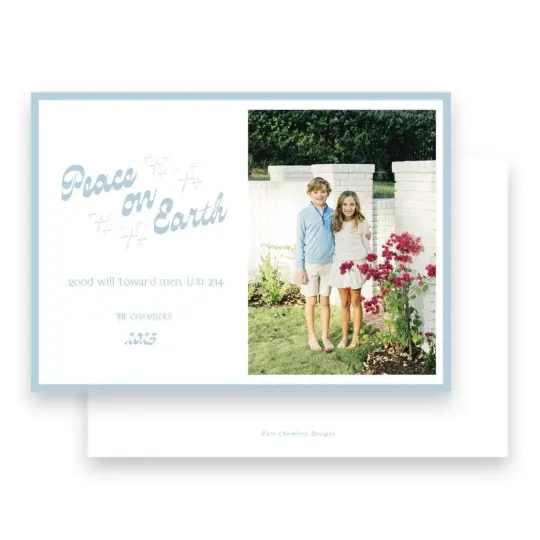 Light Blue "Peace on Earth" Holiday Card