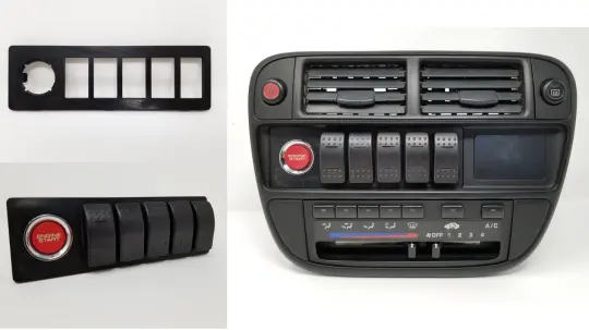 96-98 Honda Civic EK Radio S2000 Push Button Start + Switch Plate