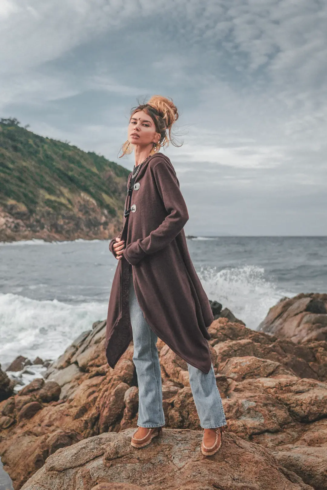 Hooded Cardigan Kala Acana Brown