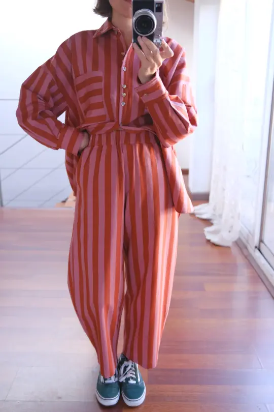 MAURICE pants in the pink/clay fabric - XS