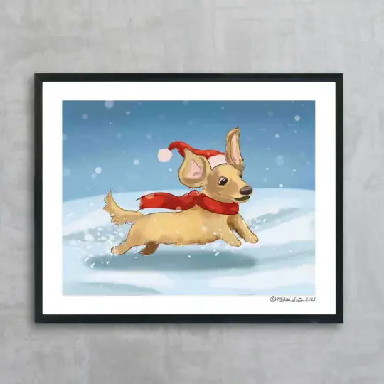 Dachshund Through the Snow Fine Art Print