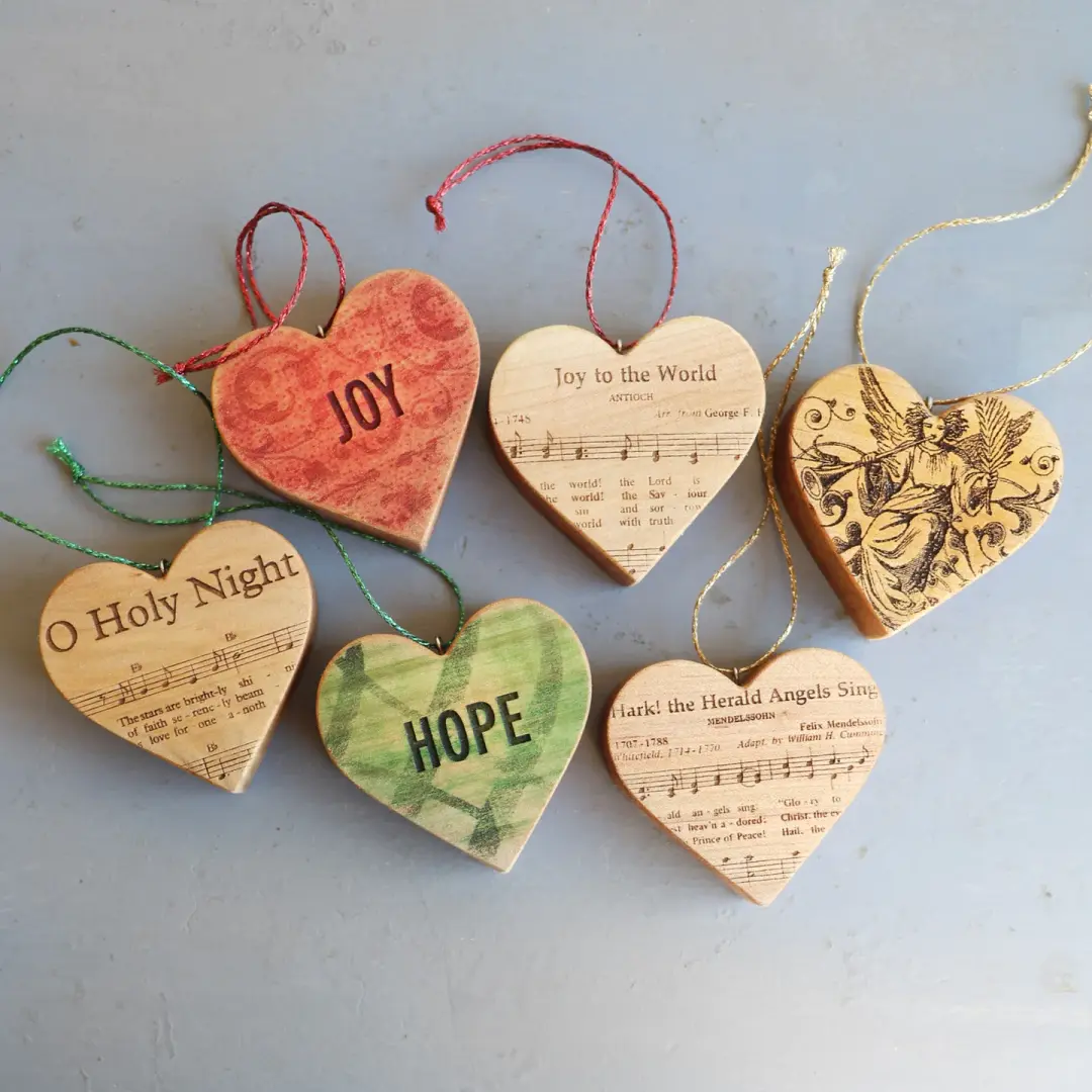 Christmas Carol Heart Ornaments