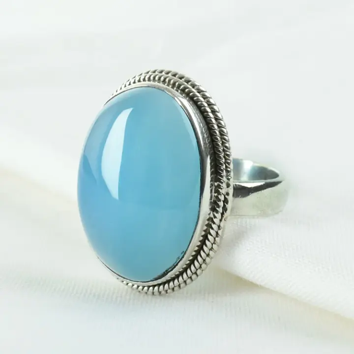 Unisex Blue Chalcedony Ring