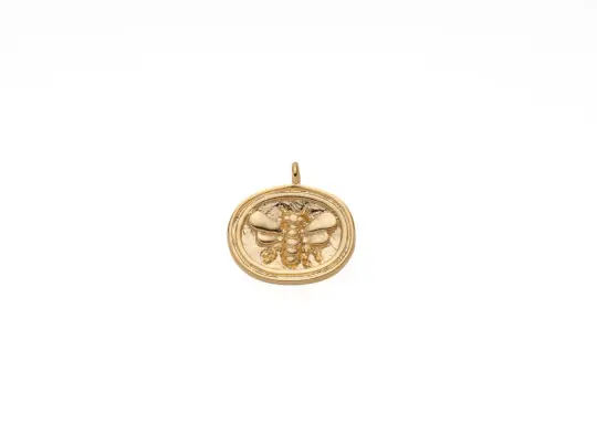 Gold Honey Bee Wax Seal Pendant with Queen Bee Charm CPG2104