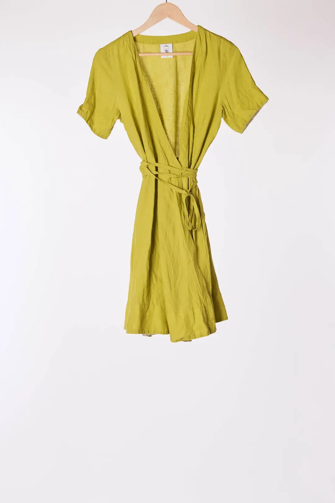 Mini Wrap Dress, Short Sleeve, Lime Green