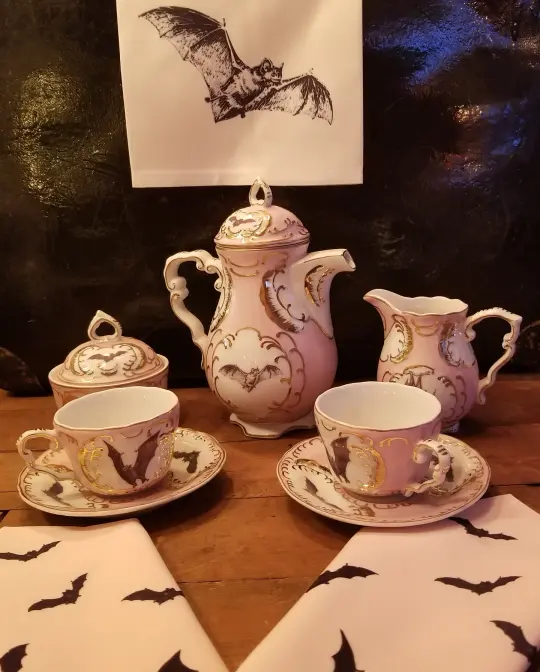 Its frickin BATS!! Fancy lady gothic bat tea party set