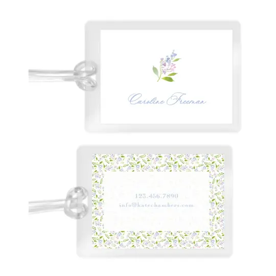 Girl's Periwinkle Hydrangeas Laminated Bag Tag