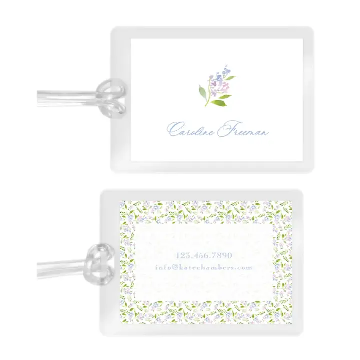 Girl's Periwinkle Hydrangeas Laminated Bag Tag