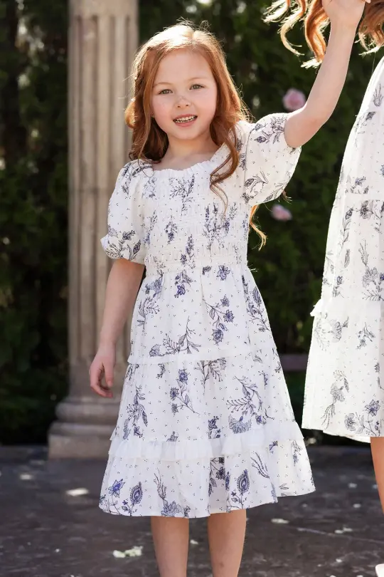 Mini Roselyn Dress in Blue Enchanted Floral