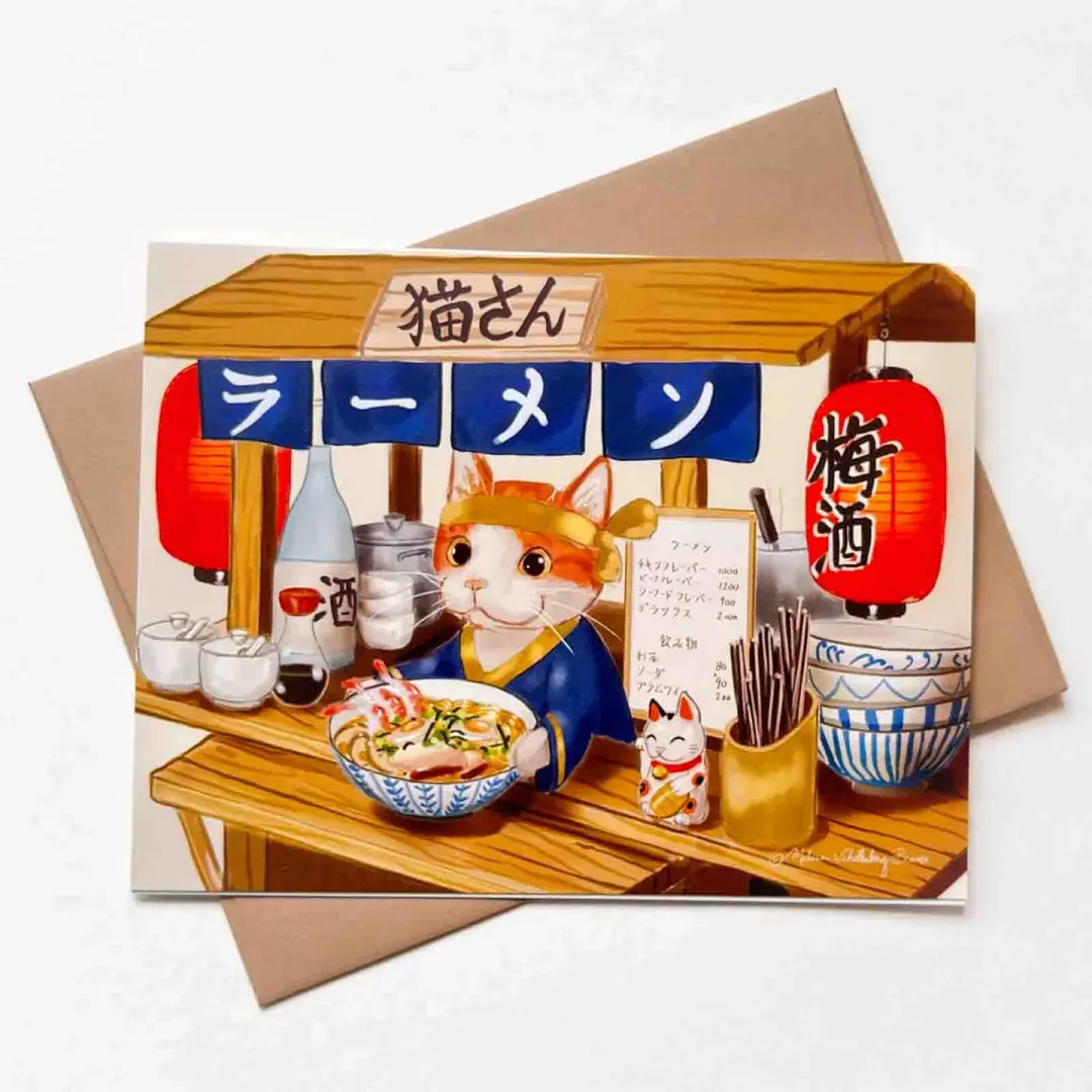 Mr.Kitty's Ramen Shop Card, Wholesale 6 Pack