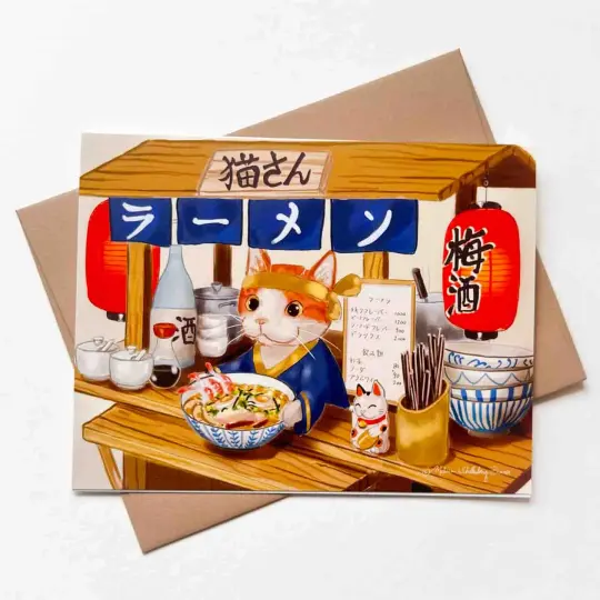 Mr.Kitty's Ramen Shop Card, Wholesale 6 Pack