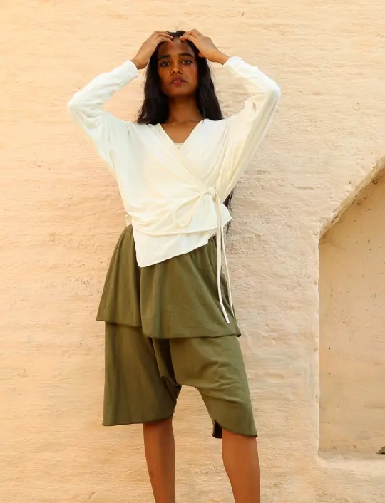 Flip Wrap Migration Cropped Shirt