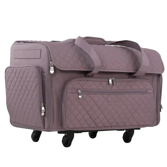 XXL Rolling Sewing Machine Tote Purple Quilted