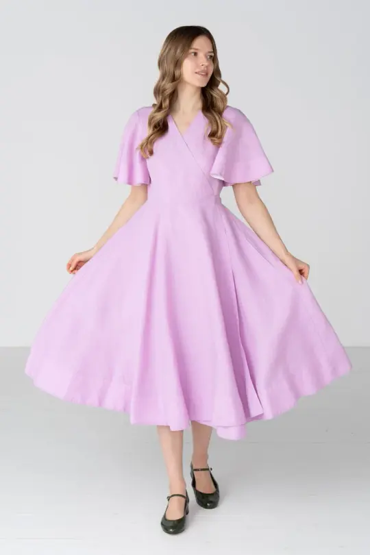 Wrap – Linen Dress with Butterfly Sleeves