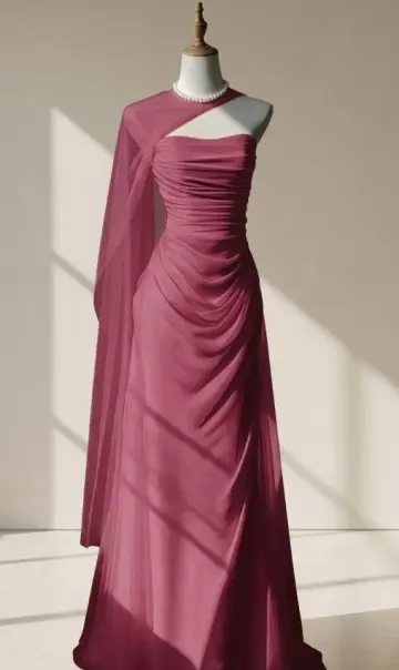 French Chic Dusty Pink Mermaid Strapless Bodycon Maxi Prom Dress Evening Dress RS622
