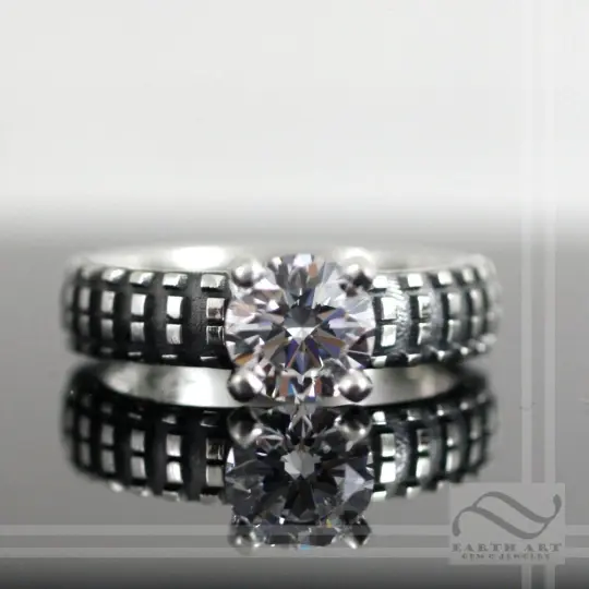 Ladies Cubic Zirconia Dirt Bike Tire Tread Ring