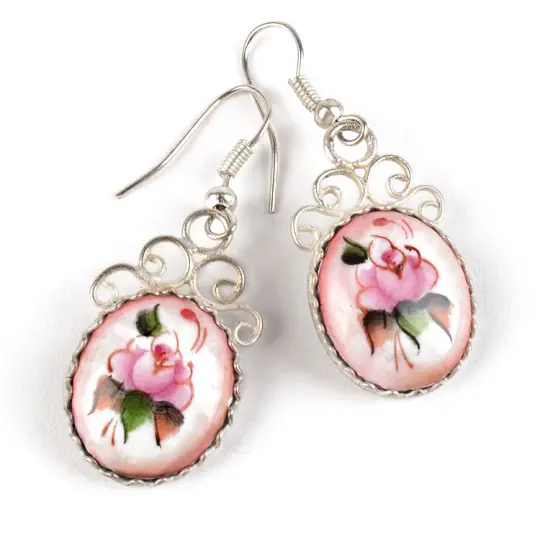 Russian Pink Finift Earrings