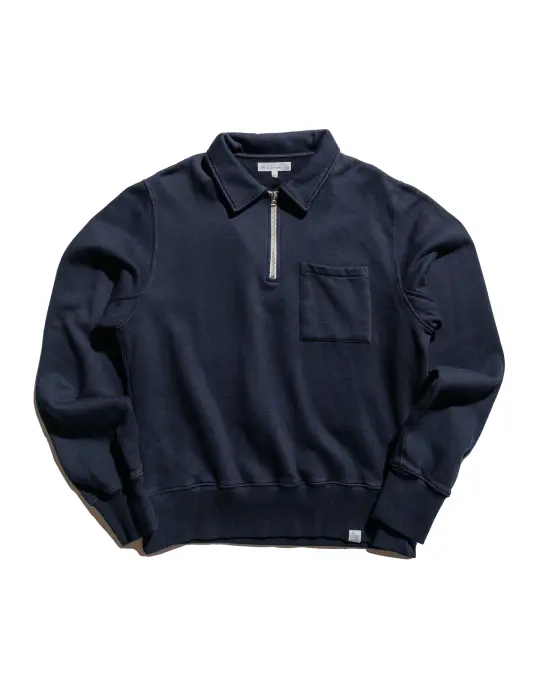 Merz B. Schwanen ZIPC01 Zip Collar Sweatshirt Dark Navy