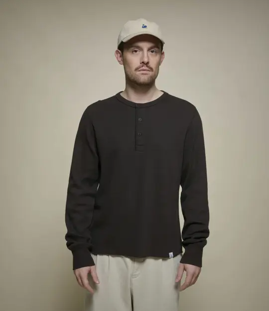 Diamond-Patterned Cotton Thermal Henley