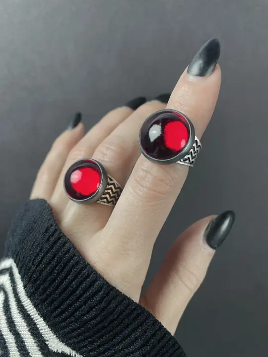Red Circle Glass Firewalk Ring
