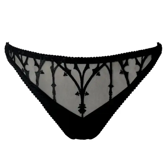 SANCTUARY EMBROIDERY THONG (BLACK)
