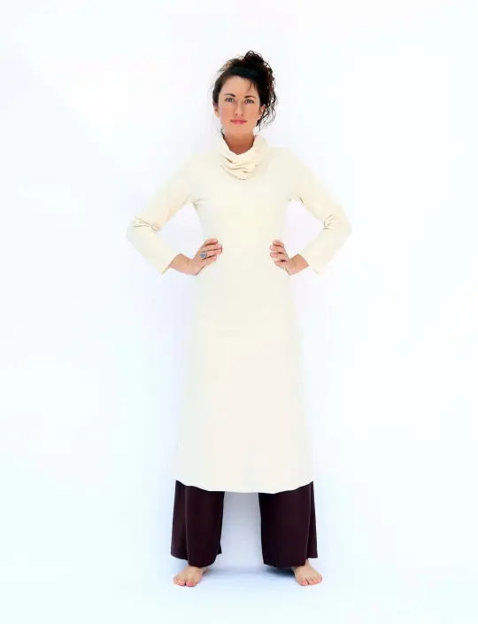 Half Cowl Simplicity Below Knee Dress