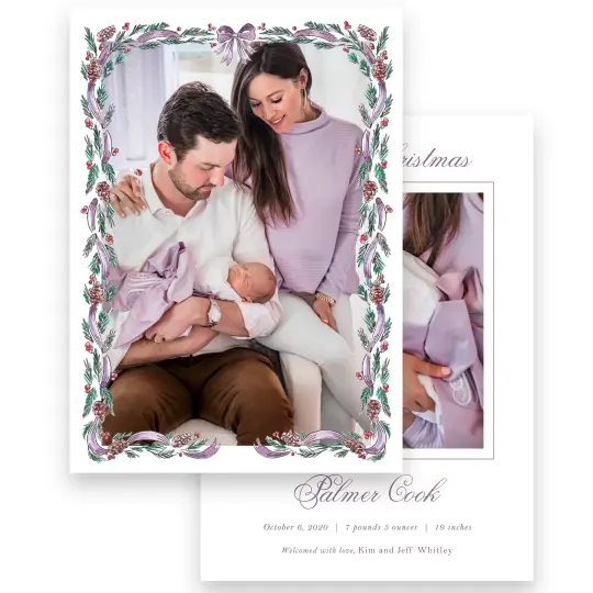 Lilac Pinecone Birth Announcement #1