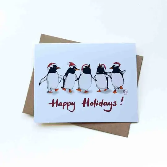 Dancing Penguin Holiday Card