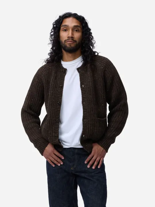 Fisherman Cardigan ~ Umber Tweed