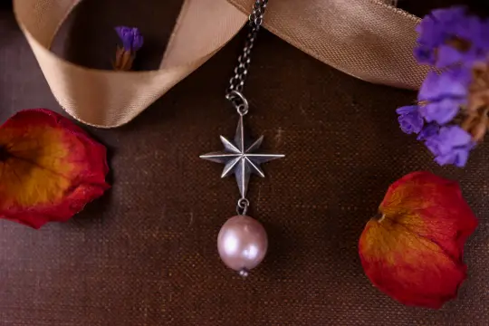 Celestial North Star Pendant - Pearl - Silver