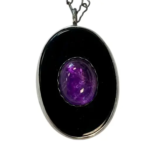 Onyx and Amethyst Talisman Necklace