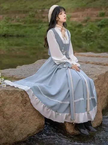 Pretty Contrast Women's Prom Gown Baby Blue Waist Fitted Maxi Evening Dress Birthday Dress — Fall Outfit 2026 New  RS3339