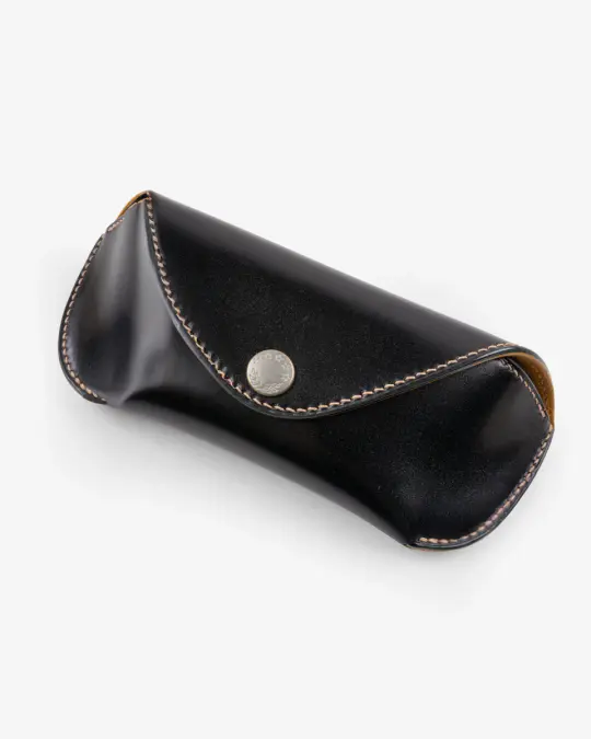 Gizemo Leathers Shell Cordovan Glasses Case - Black