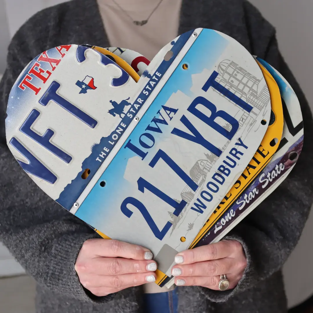 Custom State License Plate Heart Art