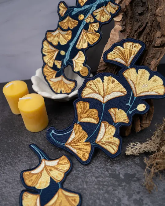 [IRON-ON EMBROIDERED PATCHES] Ginkgo