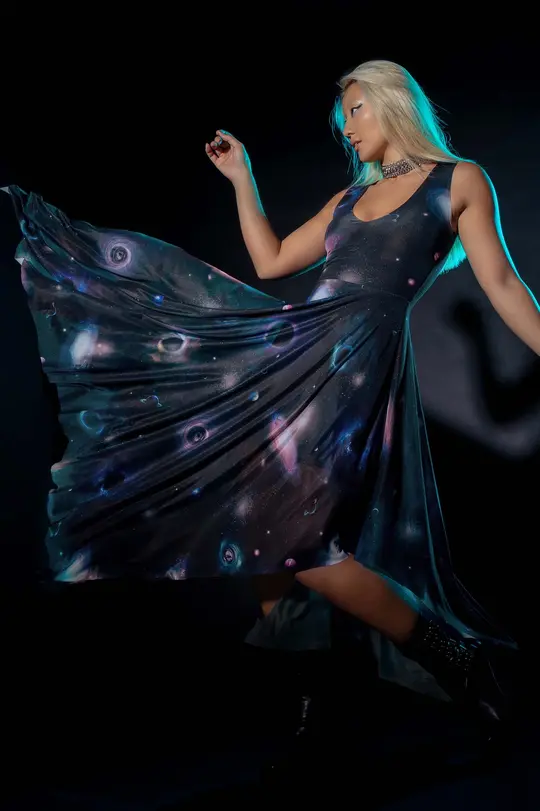 Space Portals V Neck Handkerchief Dress